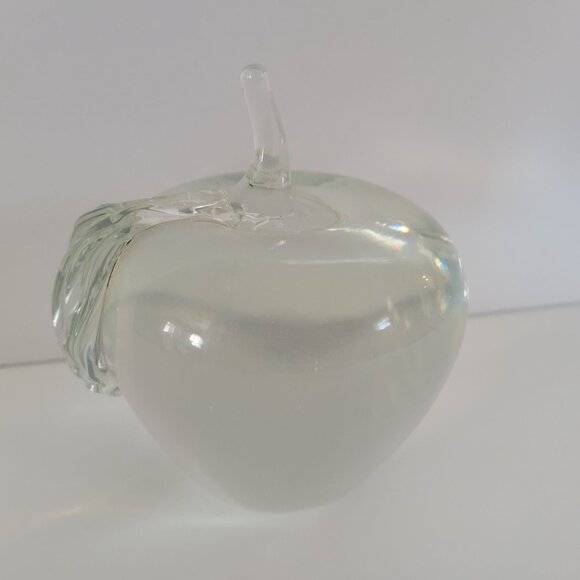 Clear Glass Apple Art Decor Sculptures Peperweights - Picture 4 of 11